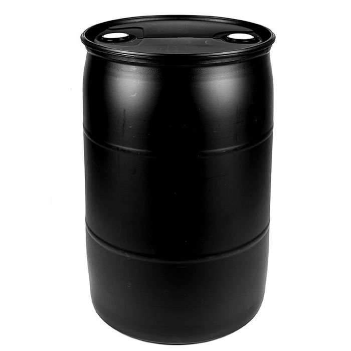 Black 55 gallon drum

