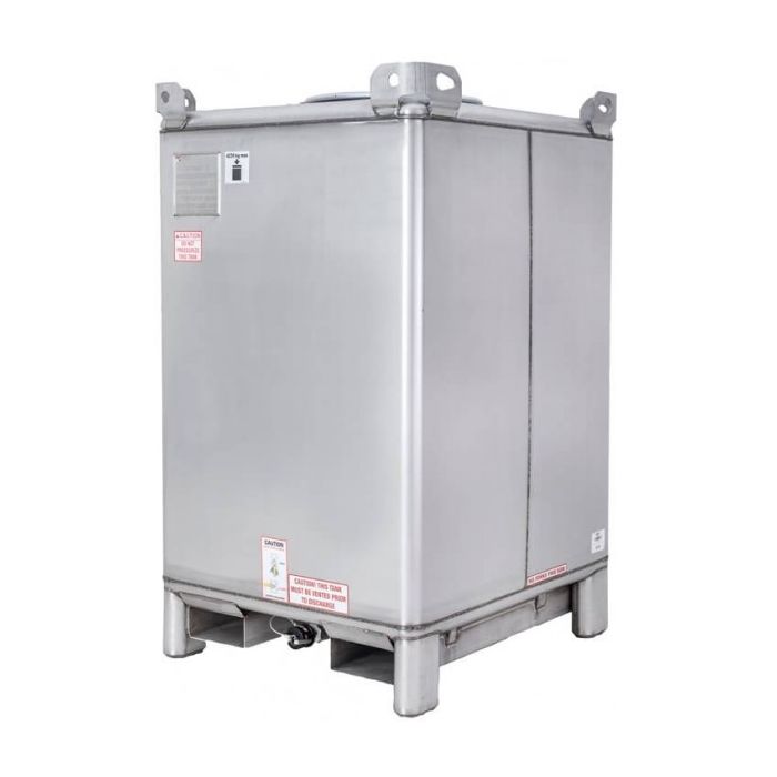 550 gallon supertainer stainless steel ibc tote, 3" cap, 2" bung, ball valve, epdm gasket