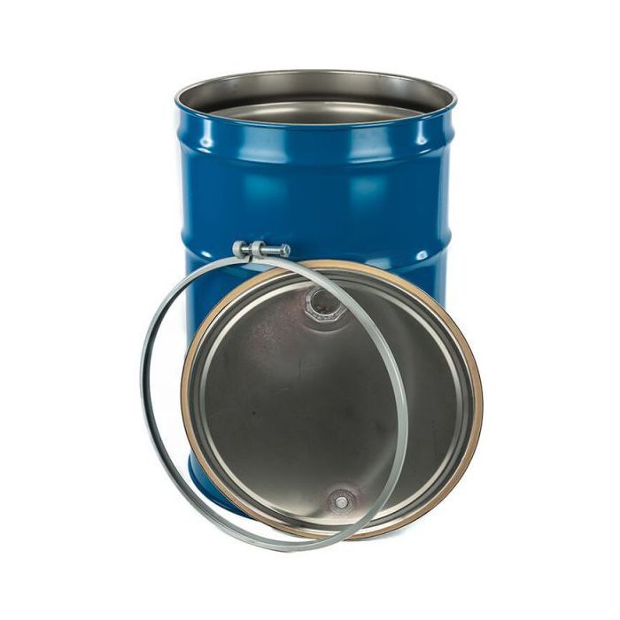 Reconditioned 55 gallon steel drum, open head with fittings