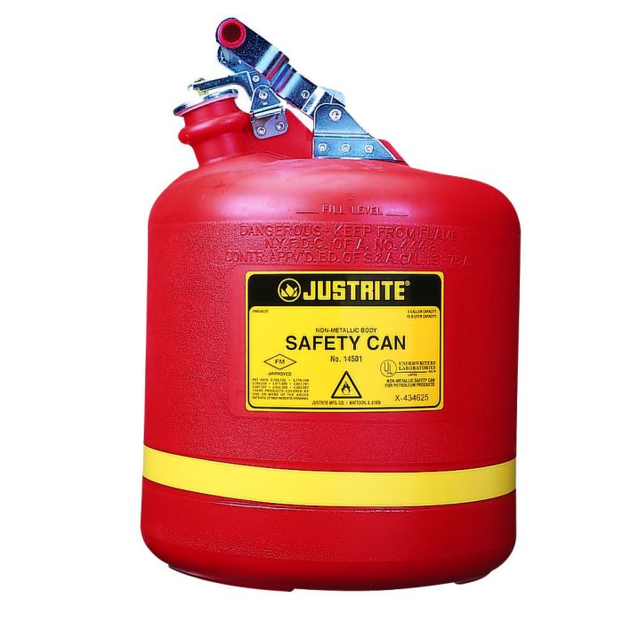 Justrite® Type I Polyethylene Safety Cans 5 Gallon