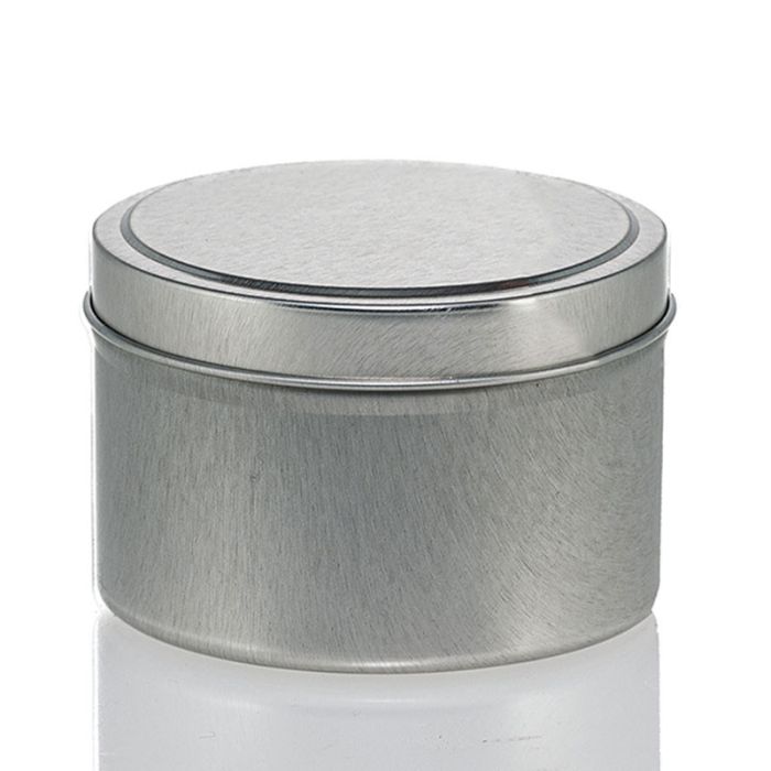 8 oz Silver Metal Candle Tin