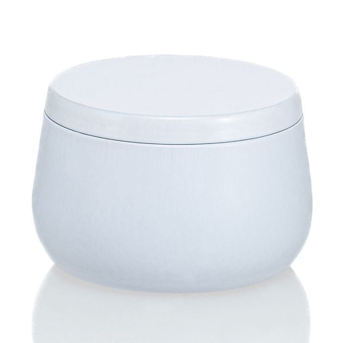 8 oz White Metal Bubble Candle Tin