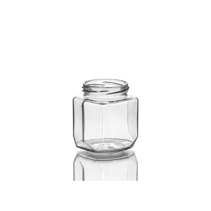 9 oz Clear Glass Oval Hexagon Jar, 63mm