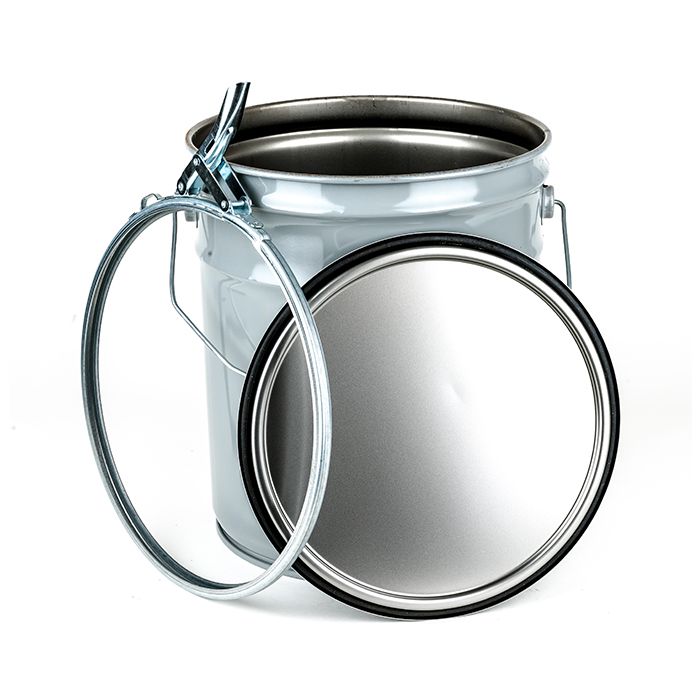 5 Gallon Open Head Steel Pail and Lever Lock Ring - Gray