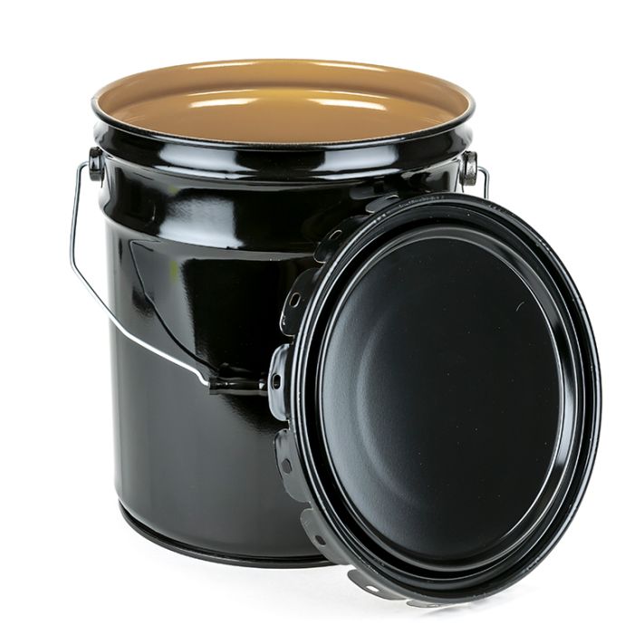5 Gallon Steel Pail Epoxy LIned and Plain Lug Cover - Black