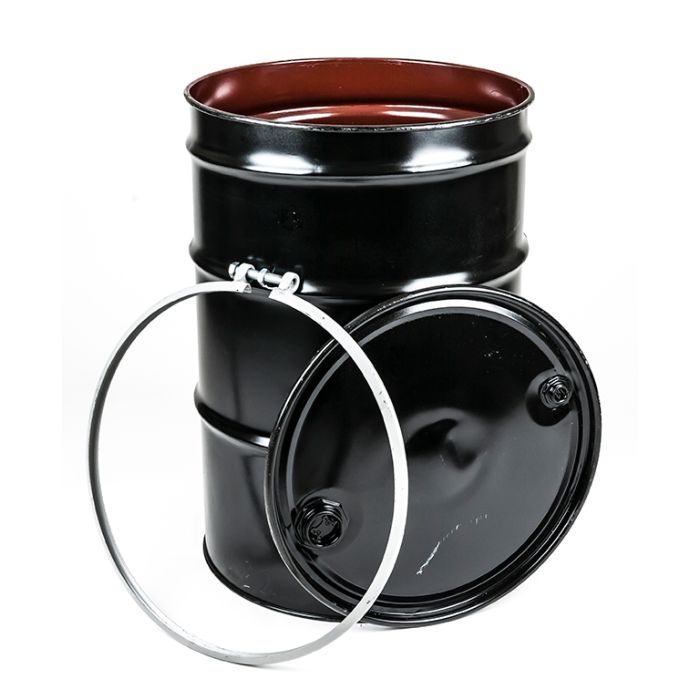 55 Gallon Open Head Steel Drum with Epoxy Phenolic and Fittings, Reconditioned