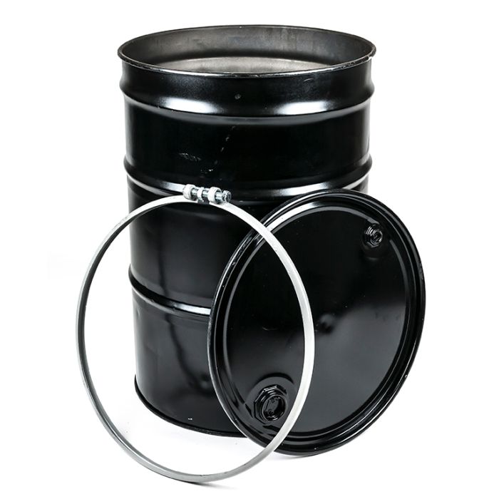 55 Gallon Open Head Steel Drum with Rust Inhibitor and Fittings, Reconditioned