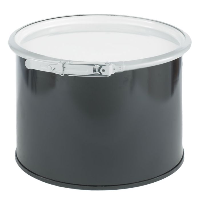 5 Gallon UN Rated Steel Drum with Plain White Cover and Quick Lever