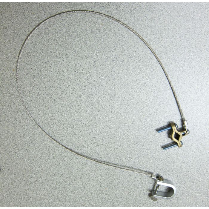 Pipe Clamp and C-Clamp on 10 ft Stainless Steel Cable