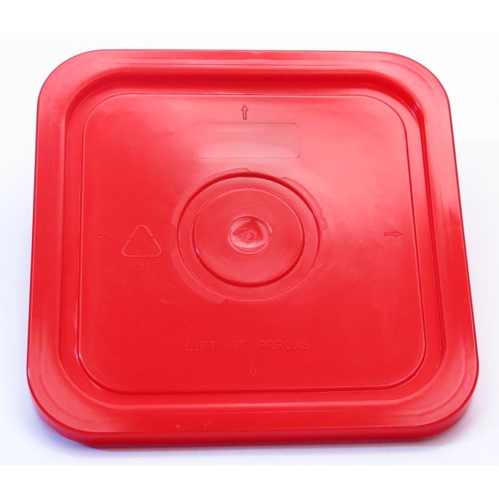 4 Gallon Square Plastic Pail Snap On Lid - Red