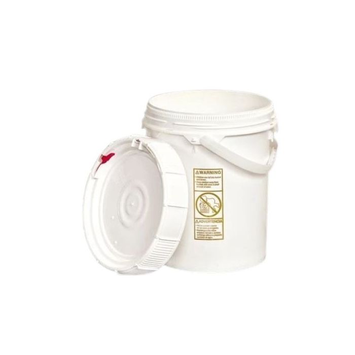5 gallon nestable pail with salvage label