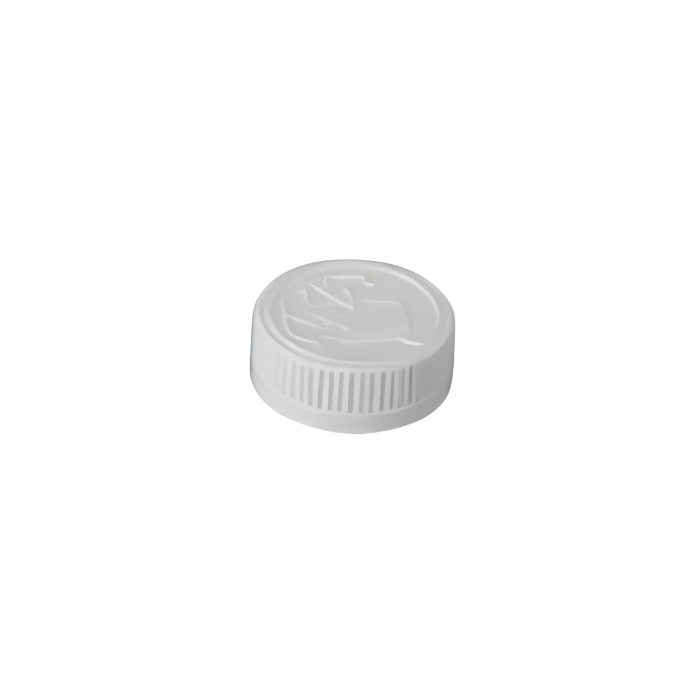 38-400 White PP Child-Resistant Pictorial Screw Cap - Foam Liner