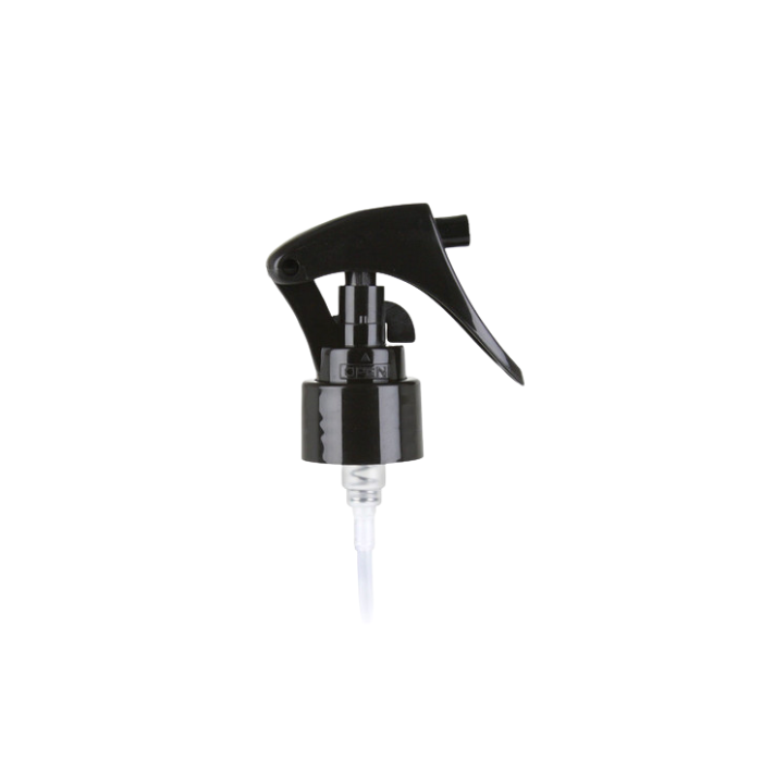 Black Polypropylene Fine Mist Trigger Sprayer - 24-410 Neck Finish, 5 5/8" Dip Tube