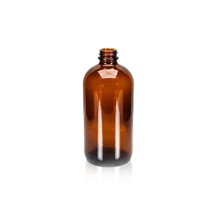 16 oz Amber Glass Boston Round, 28-400