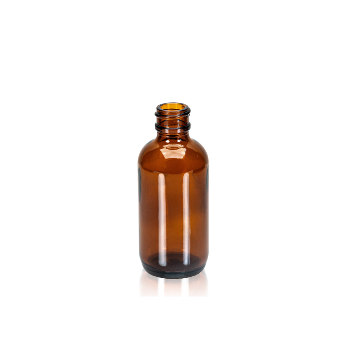 2 oz Amber Glass Boston Round, 20-400