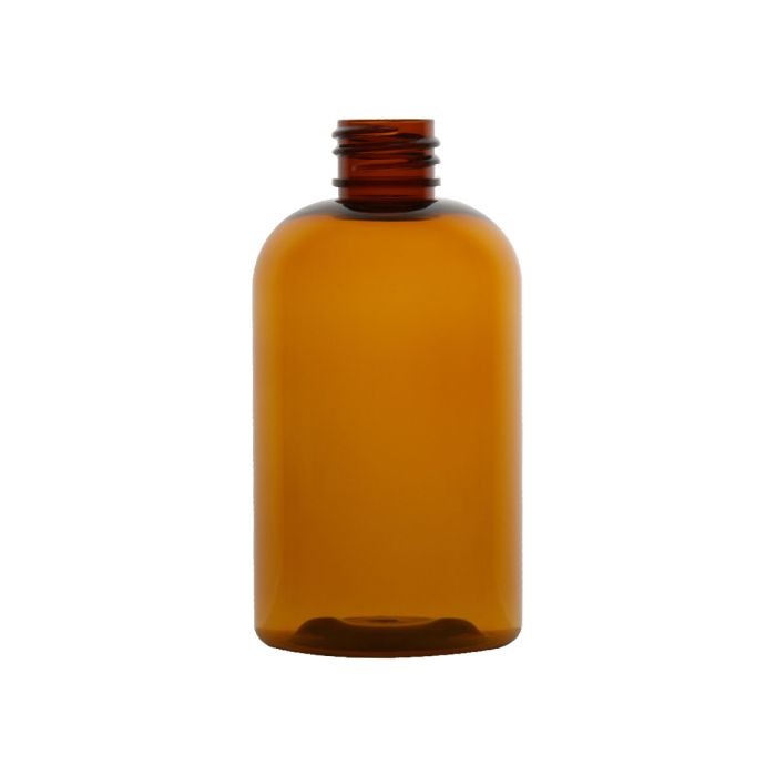 4 oz Amber PET Boston Round Bottle with 20-410 neck finish