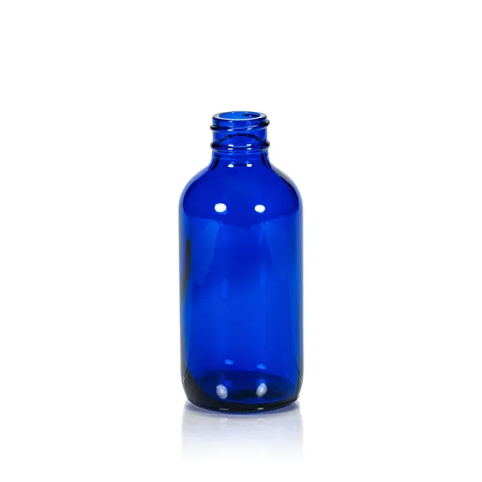 4 oz Blue Glass Boston Round, 24-400