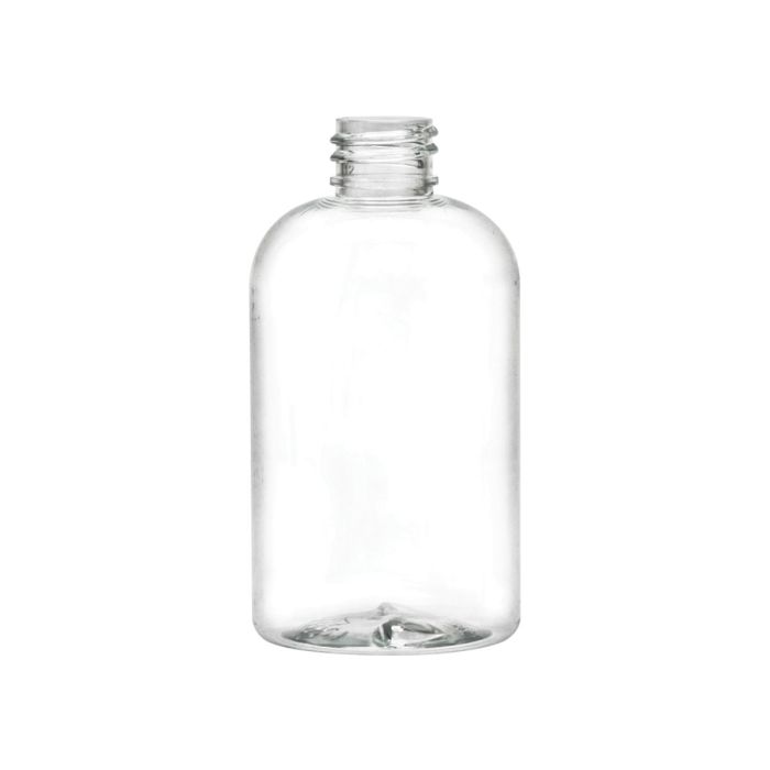 4 oz Clear PET Boston Round Bottle with a 20-410 neck finish