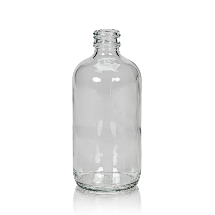 8 oz Clear Glass Boston Round, 24-400