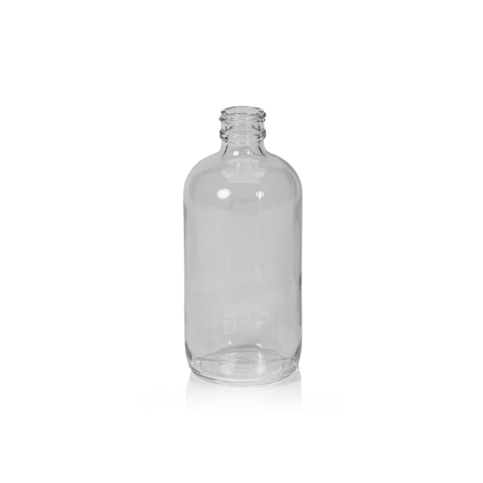 8 oz Clear Glass Boston Round, 28-400