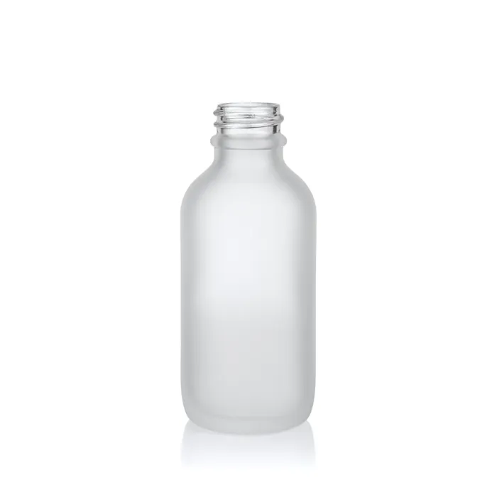 2 Ounce Clear Frosted Glass Boston Round Bottle