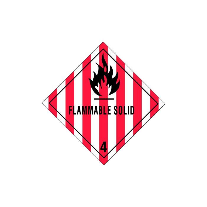 Flammable Solid 4 Class 4 Hazardous D.O.T. Labels