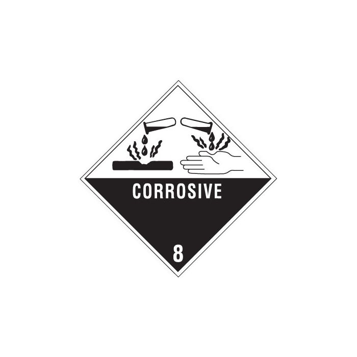 Corrosive 8 - Class 8 Hazardous D.O.T. Labels