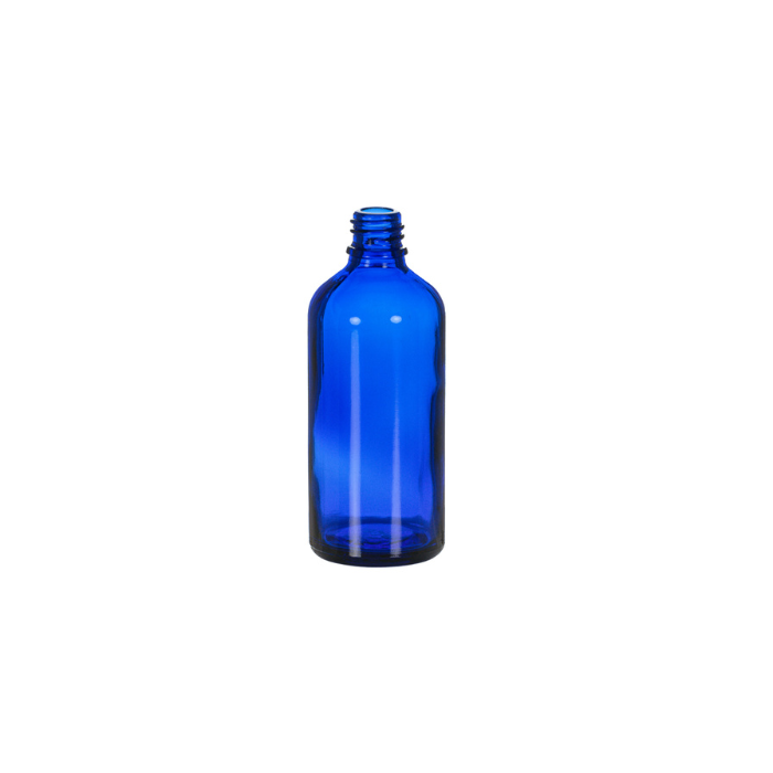 100 ml Blue Glass Euro Bottle, 18 DIN
