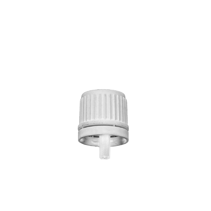 18 DIN White PP Tamper-Evident Euro Dropper Cap with Insert