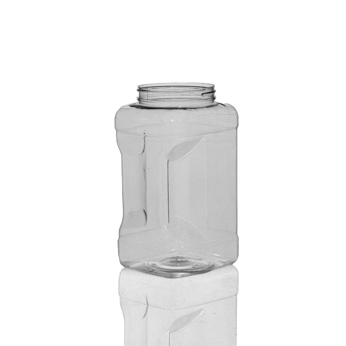 128 oz Clear PET Square Gripper Jar 