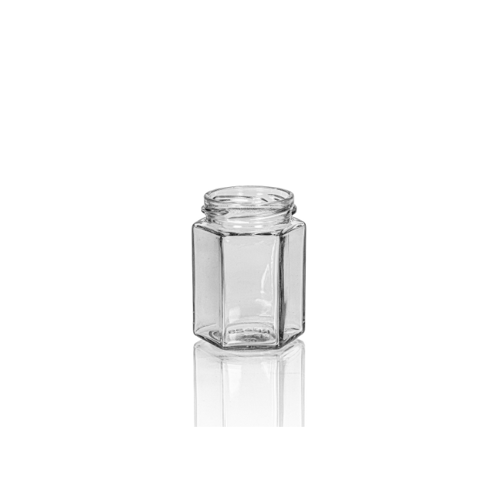 6.4 oz Clear Glass Hexagon Jar, 58mm