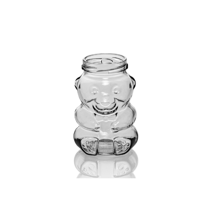 12 oz Clear Glass Honey Bear Jar, 58mm