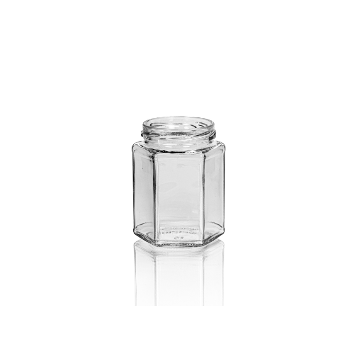 9 oz Clear Glass Hexagon Jar, 63mm