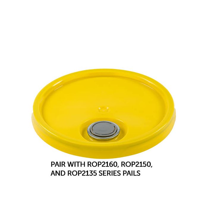 Yellow lid for pail with flexspout