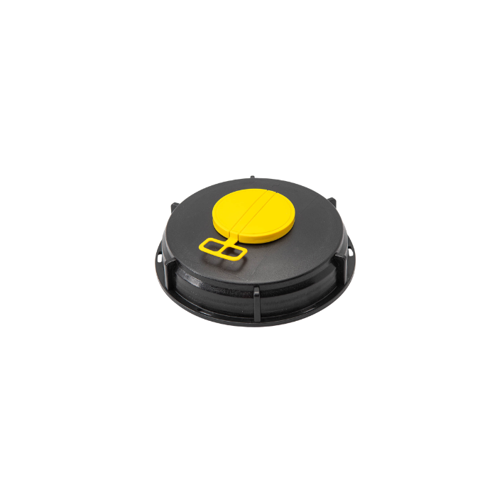 6" Lid, 2" Vented NPT Bung, Yellow Cap Seal