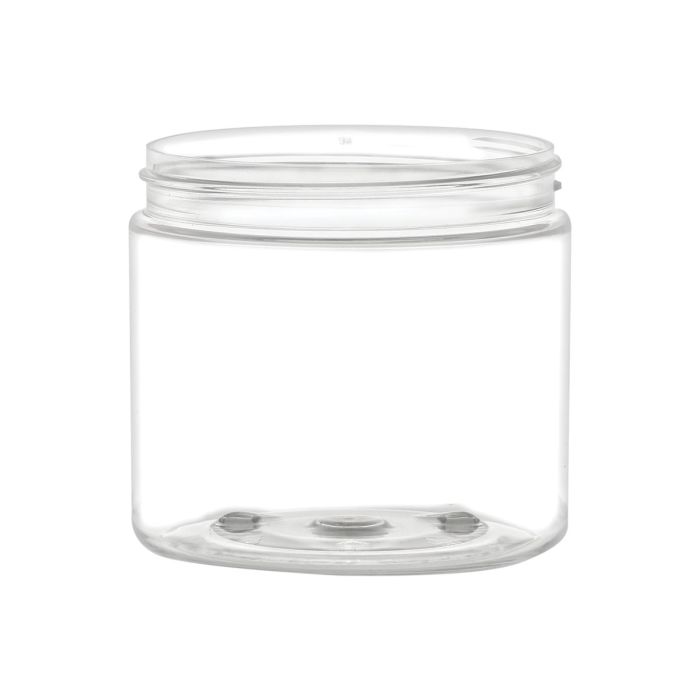 16 oz Clear Straight Sided Single Wall PET Jar with 89-400 Neck 