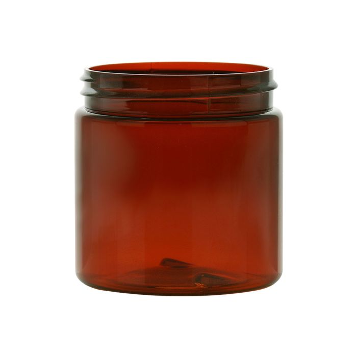 4 oz amber straight sided single wall pet jar with 89-400 neck