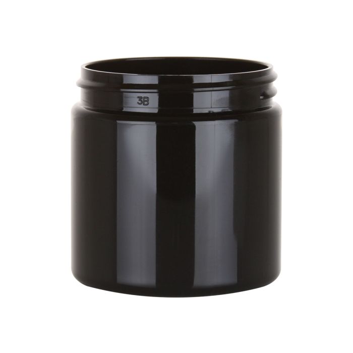 4 oz Black Straight Sided Single Wall PET Jar With 58-400 Neck 