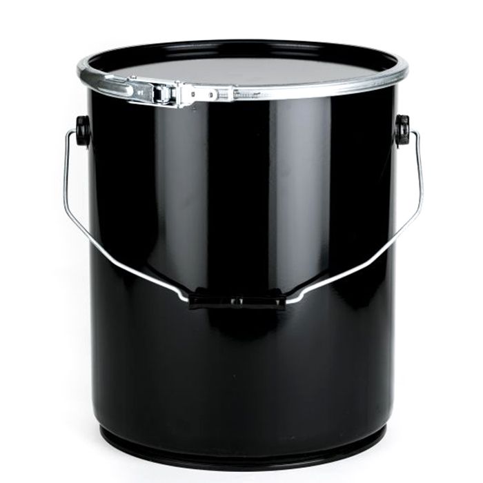 Black Straight Sided Steel Pail with Lever Lock Lid