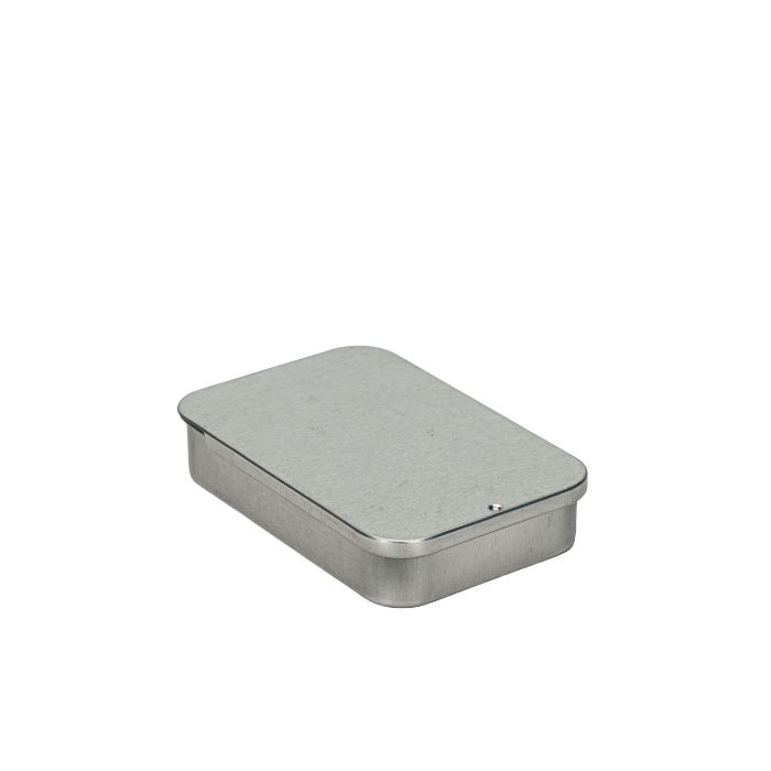 Large Silver Metal Slide Top Tin