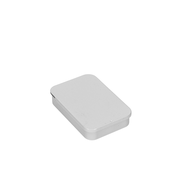 Large White Metal Slide Top Tin