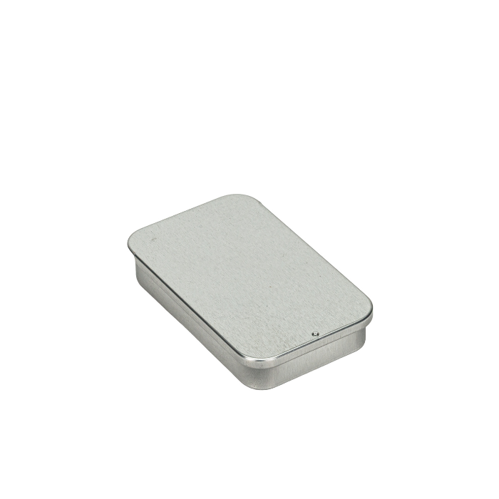 Medium Silver Metal Slide Top Tin