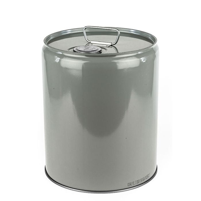 5 Gallon Closed Head Steel Pail with Flexspout - Gray