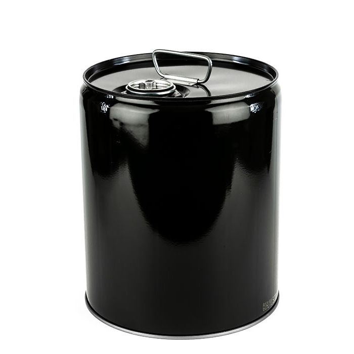 5 Gallon Closed Head Steel Pail with 2 inch Bung Fitting - Black