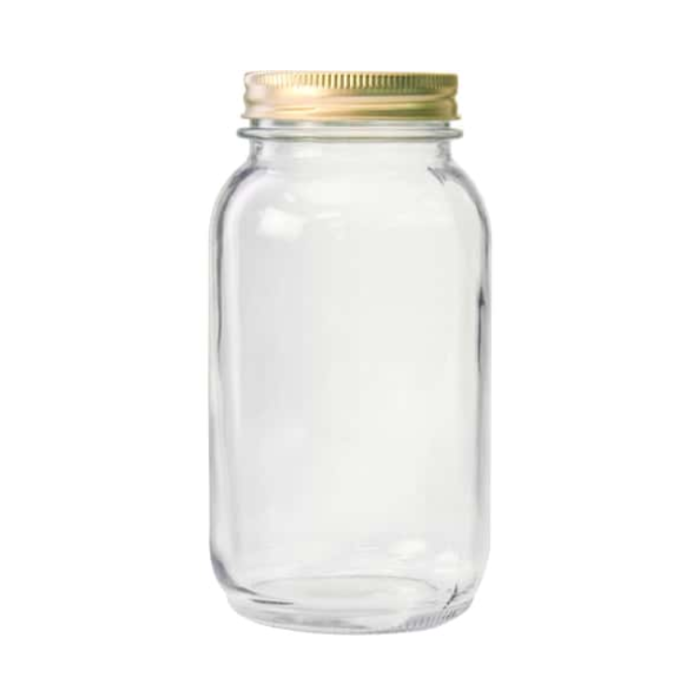 single glass canning jar with 2 piece lid