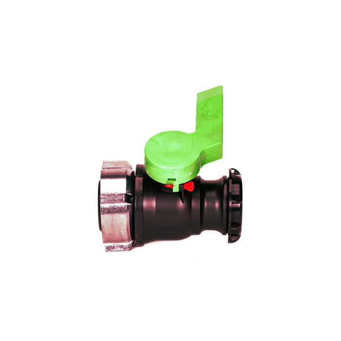 2 Inch Polypropylene Agriculture Ball Valve, 75 mm Aluminum Collar, Viton Gasket