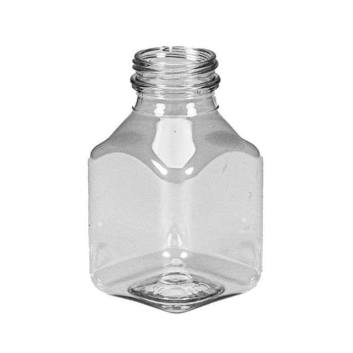 8 oz PET Clear Square Beverage Bottle with 38 mm Neck Finish