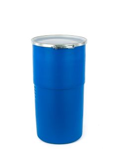 14 Gallon Plastic Drum, Open Head, UN Rated, Lever Lock - Blue