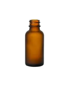 1 oz Frosted Amber Glass Boston Round Bottle, 20-400