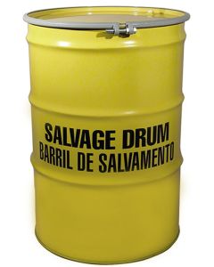 85 Gallon Lined Steel Salvage Drum, Bolt Ring, Fitting